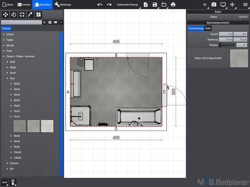 M3B Badplaner App 2D Draufsicht