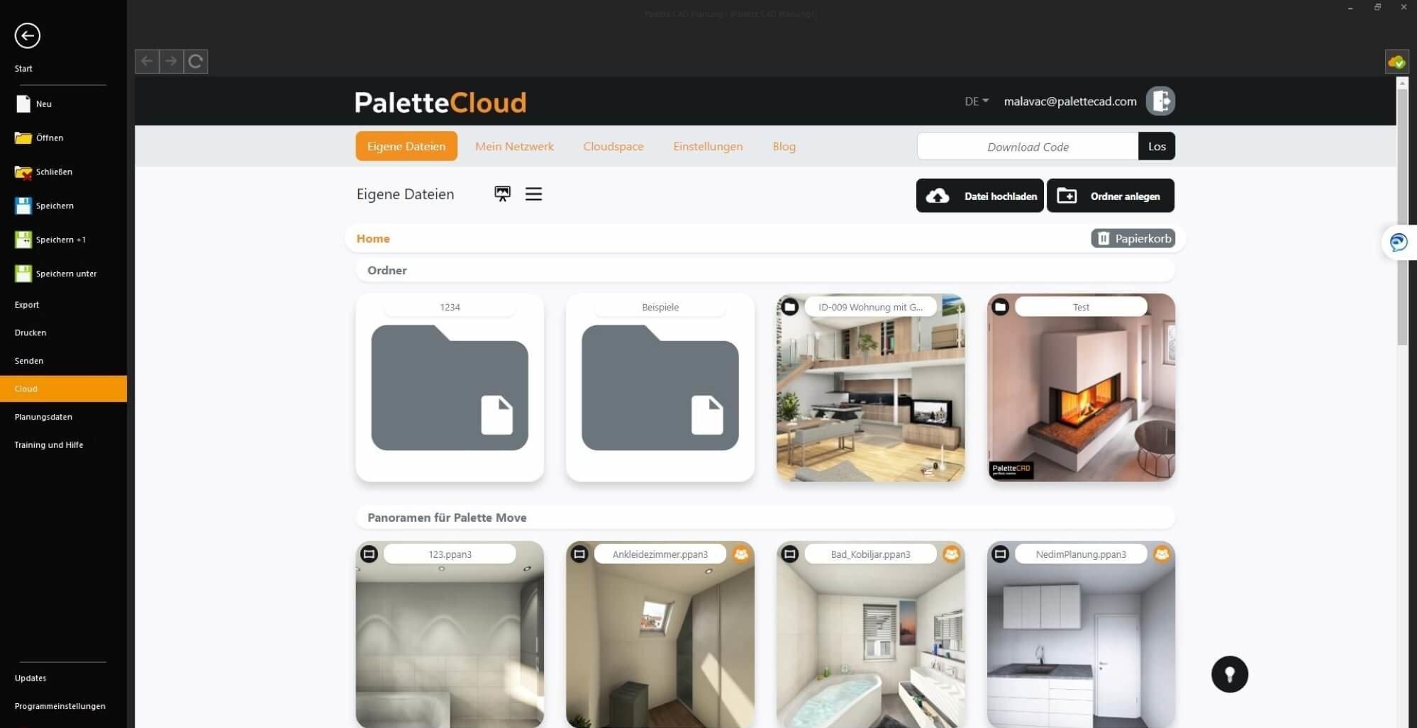 Palette CAD Profibadplaner Cloudspeicher