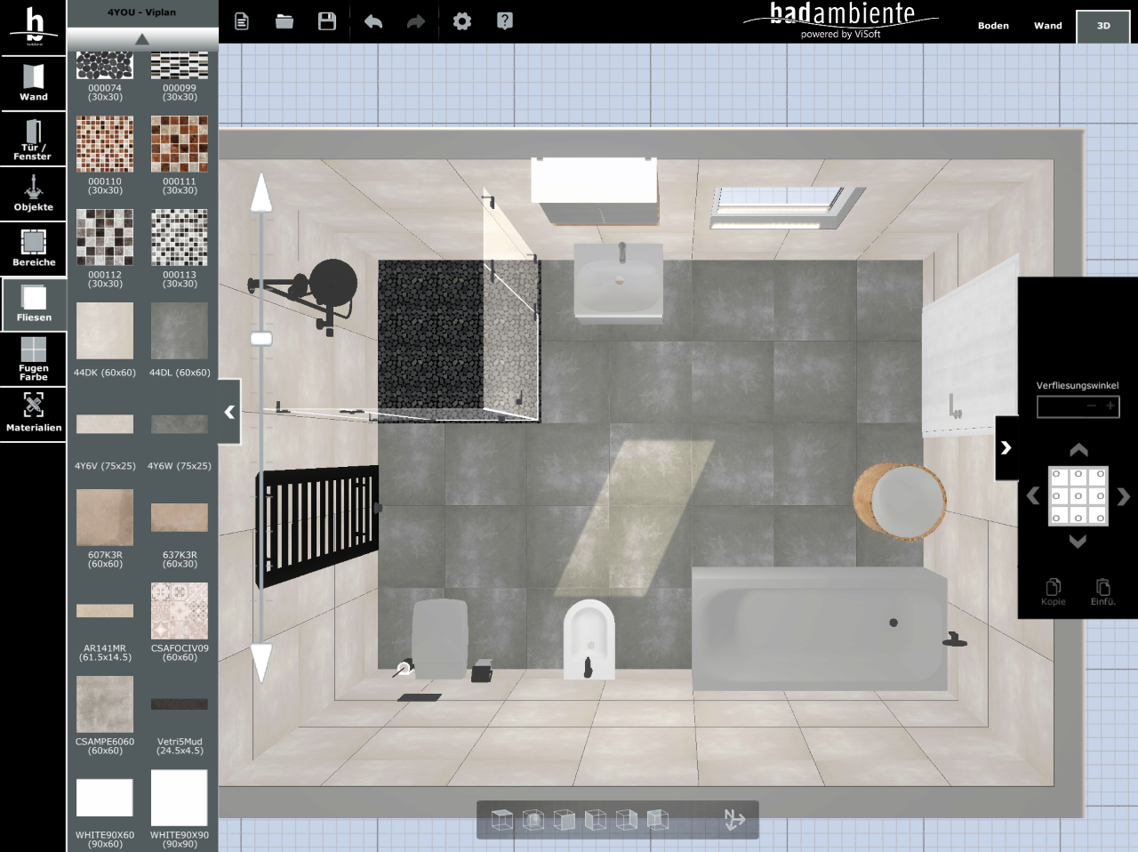 Viplan 3D Badplaner App bei Badambiente 3D Ansicht von oben