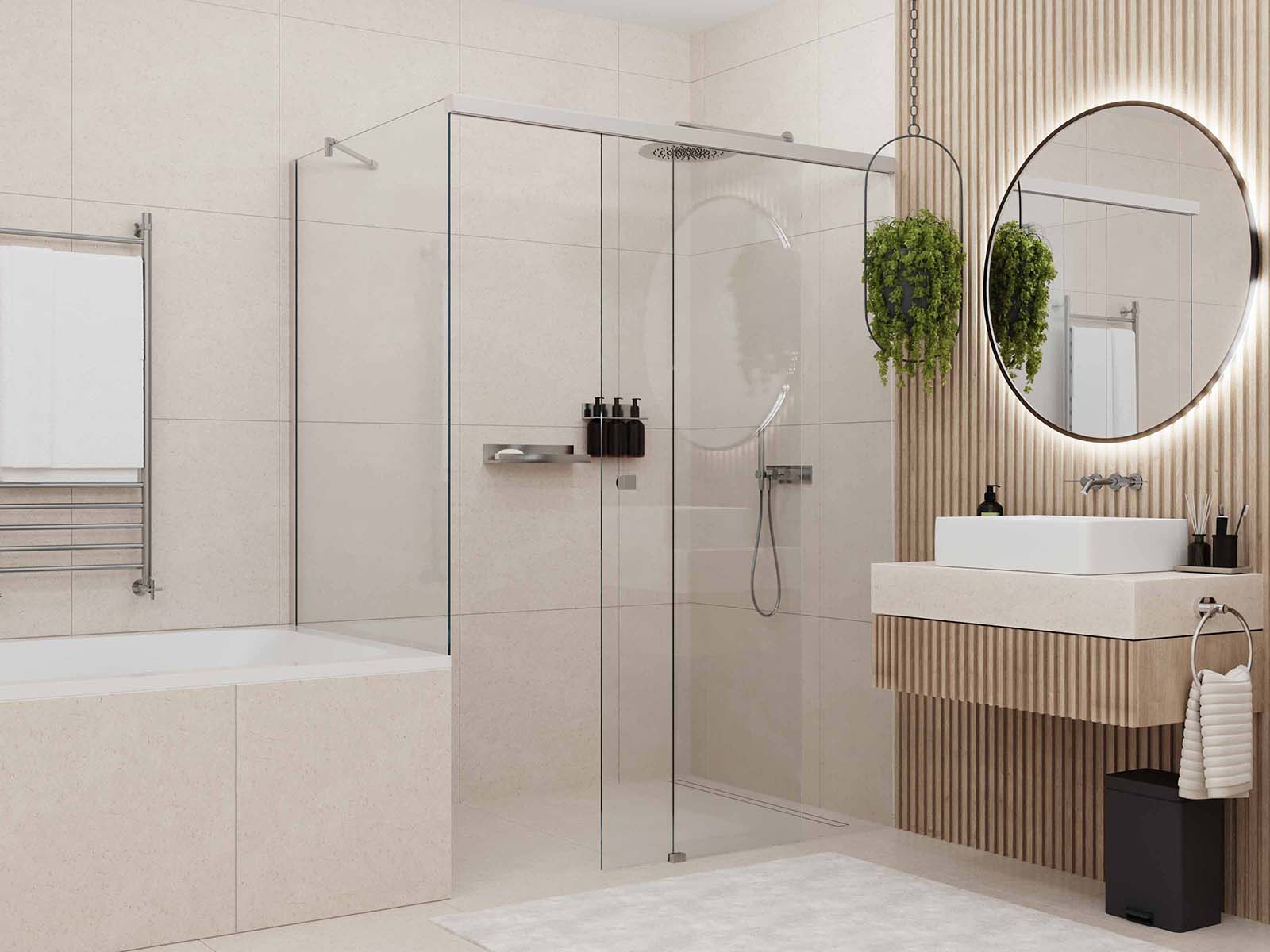 Schiebetür-Dusche an einer Badewanne