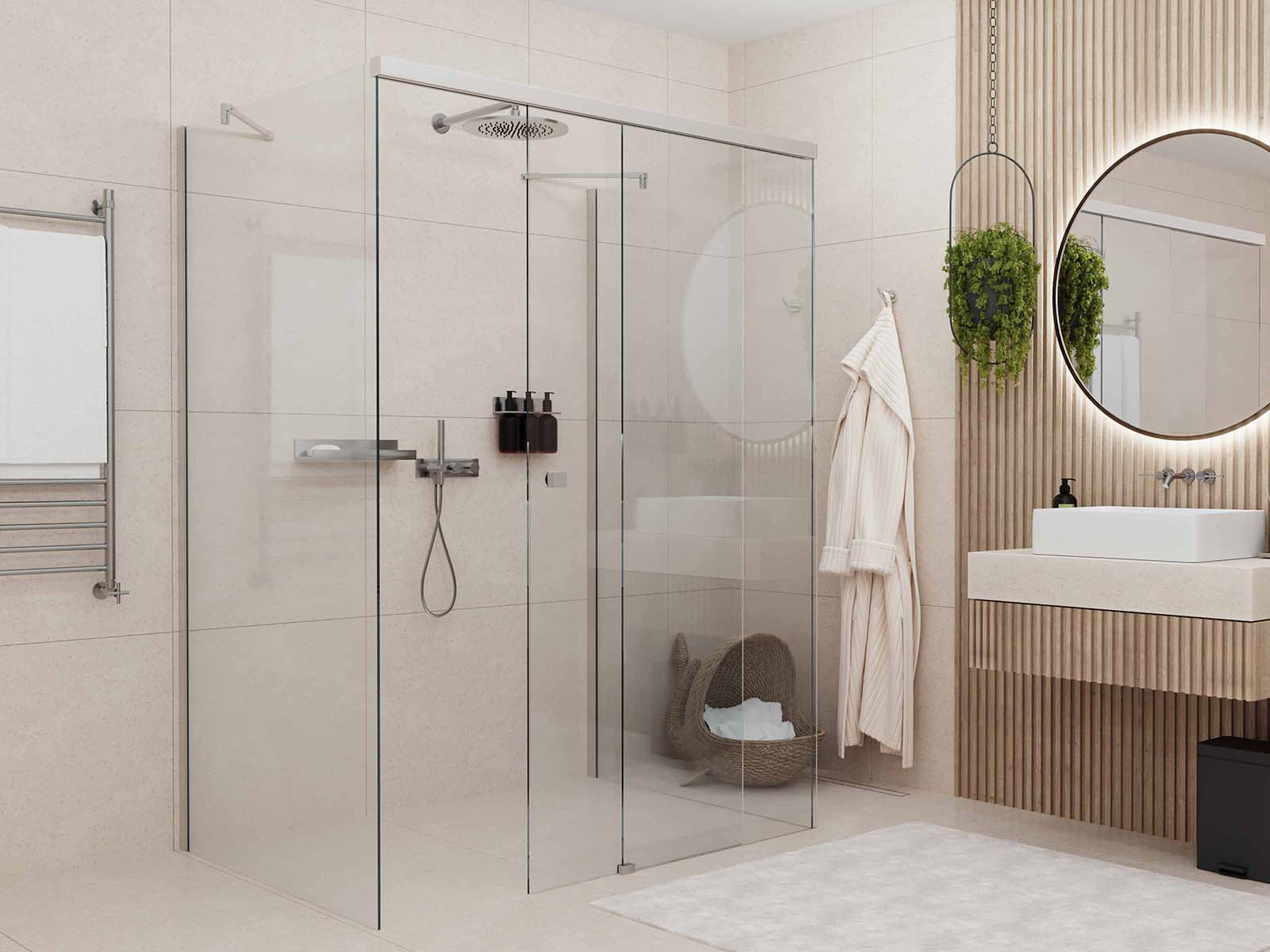 U-Dusche mit Schiebetürsystem