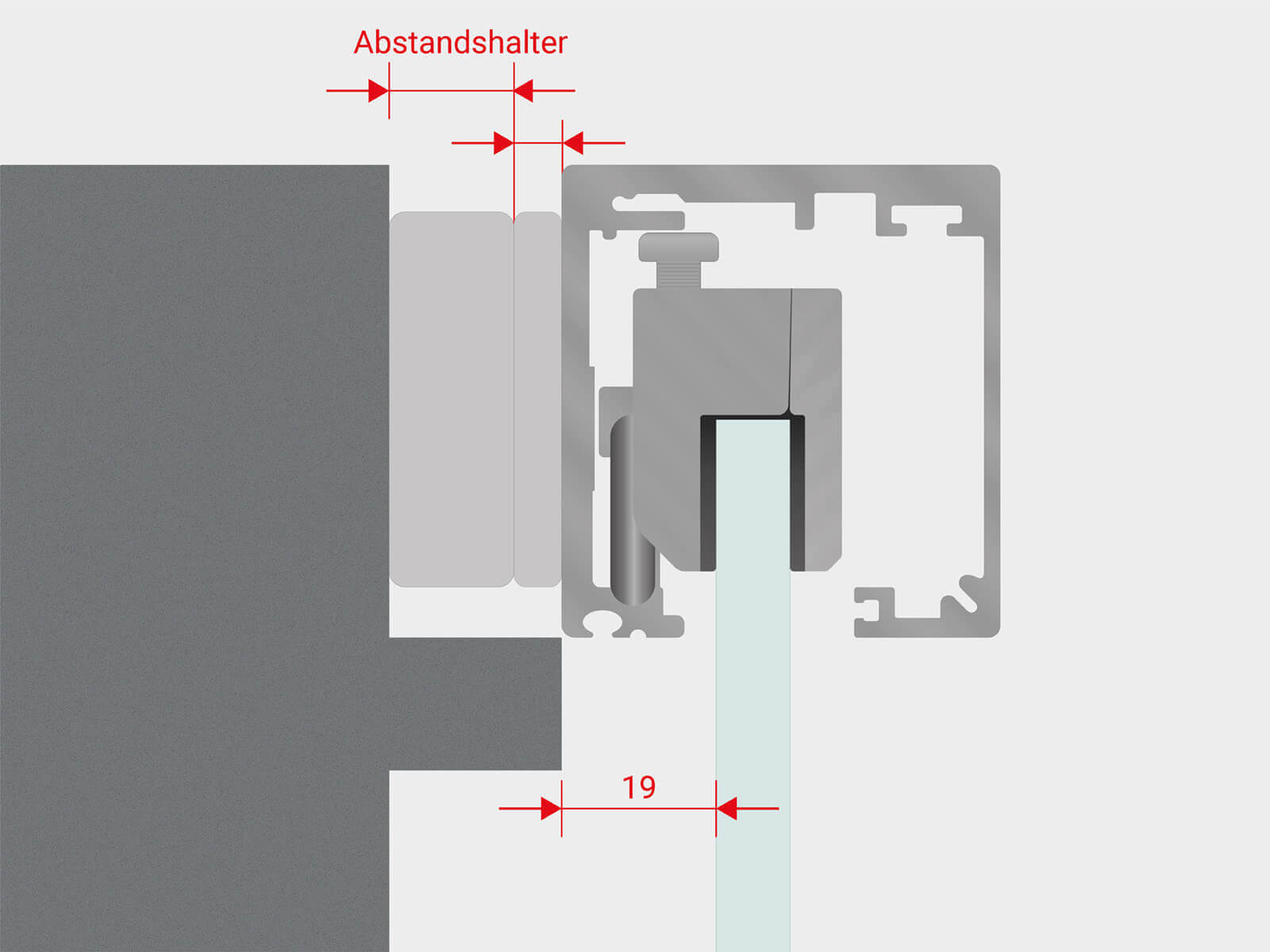 Variabler Wandabstand für Schiebetür Piano