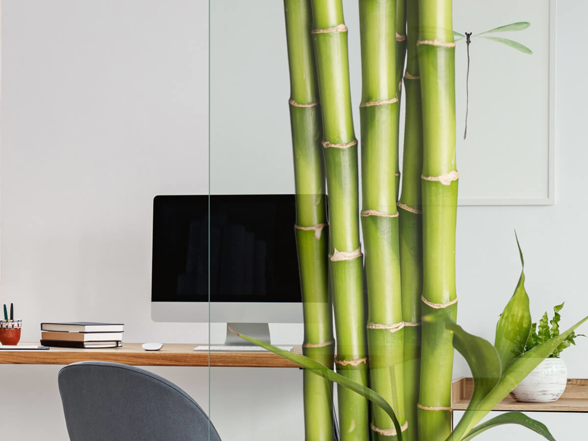 Bedruckte-Glastrennwand-mit-Motiv-Bambus-