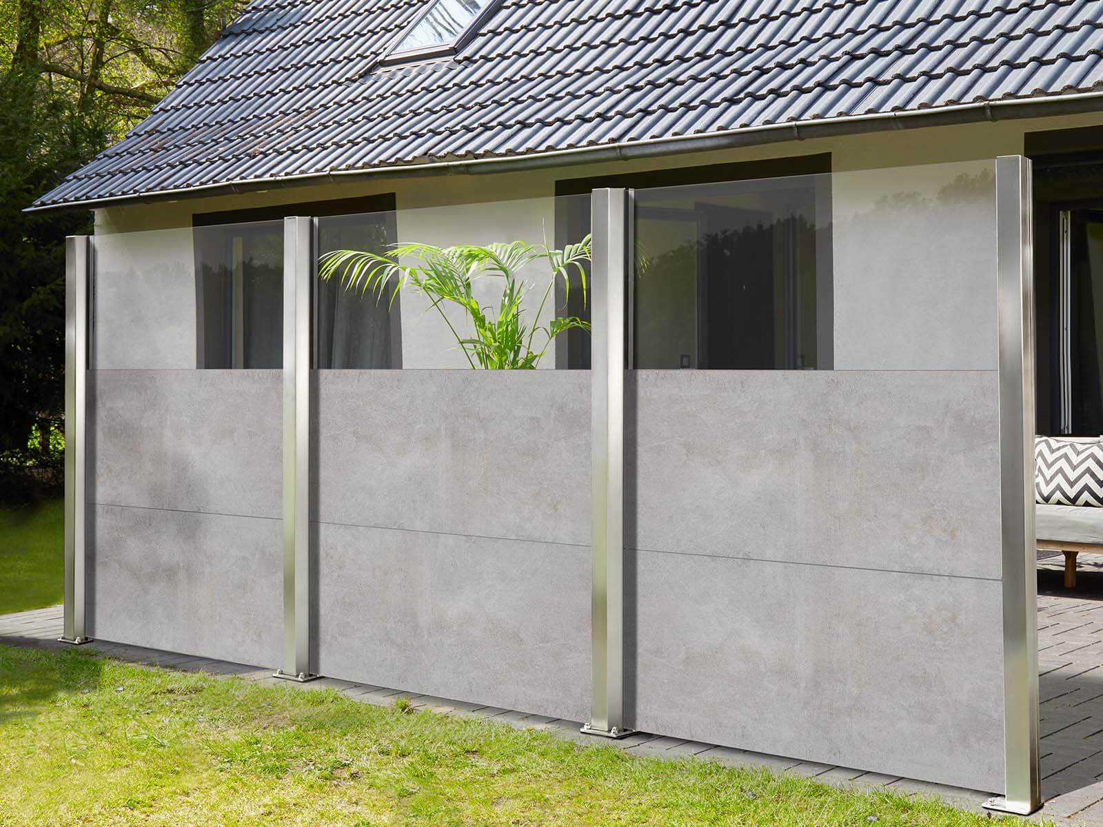 KERBON-Wind- und Sichtschutz, Kombination aus KERBON und Glas