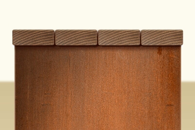 Detailansicht einer Sitzbank mit Holzlager