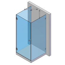 U Form Dusche mit zwei Festteile und einer Tür