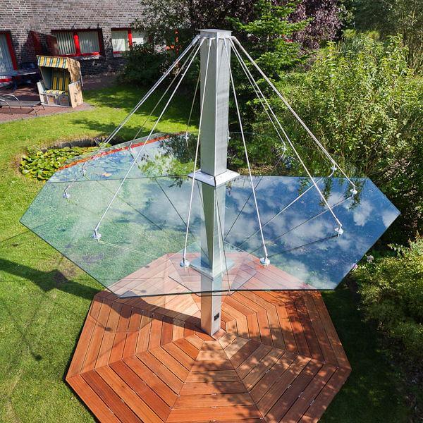 Glas-Schirm für Garten und Terrasse